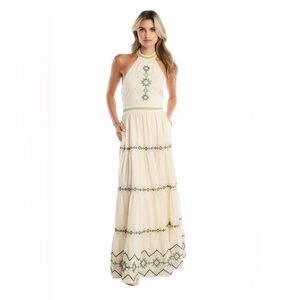 ALLISON NEW YORK EMBROIDERED MILEY HALTER DRESS size XS